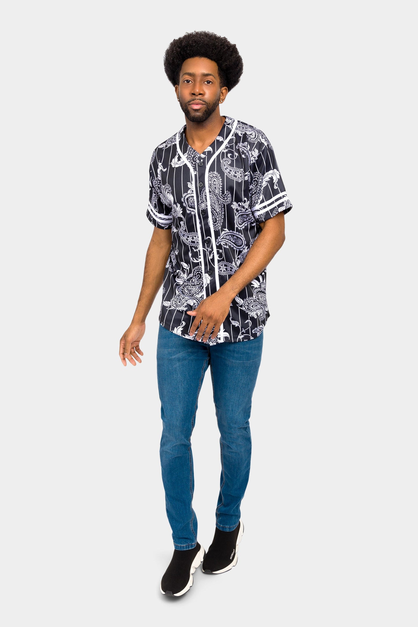 Essential Pinstripe Bandana Paisley Baseball Jersey