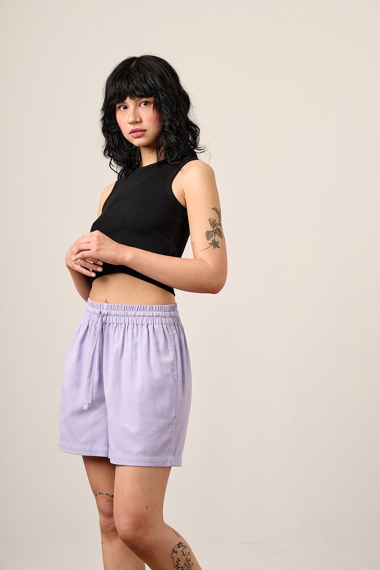 Charlie - Cotton Shorts in Lilac