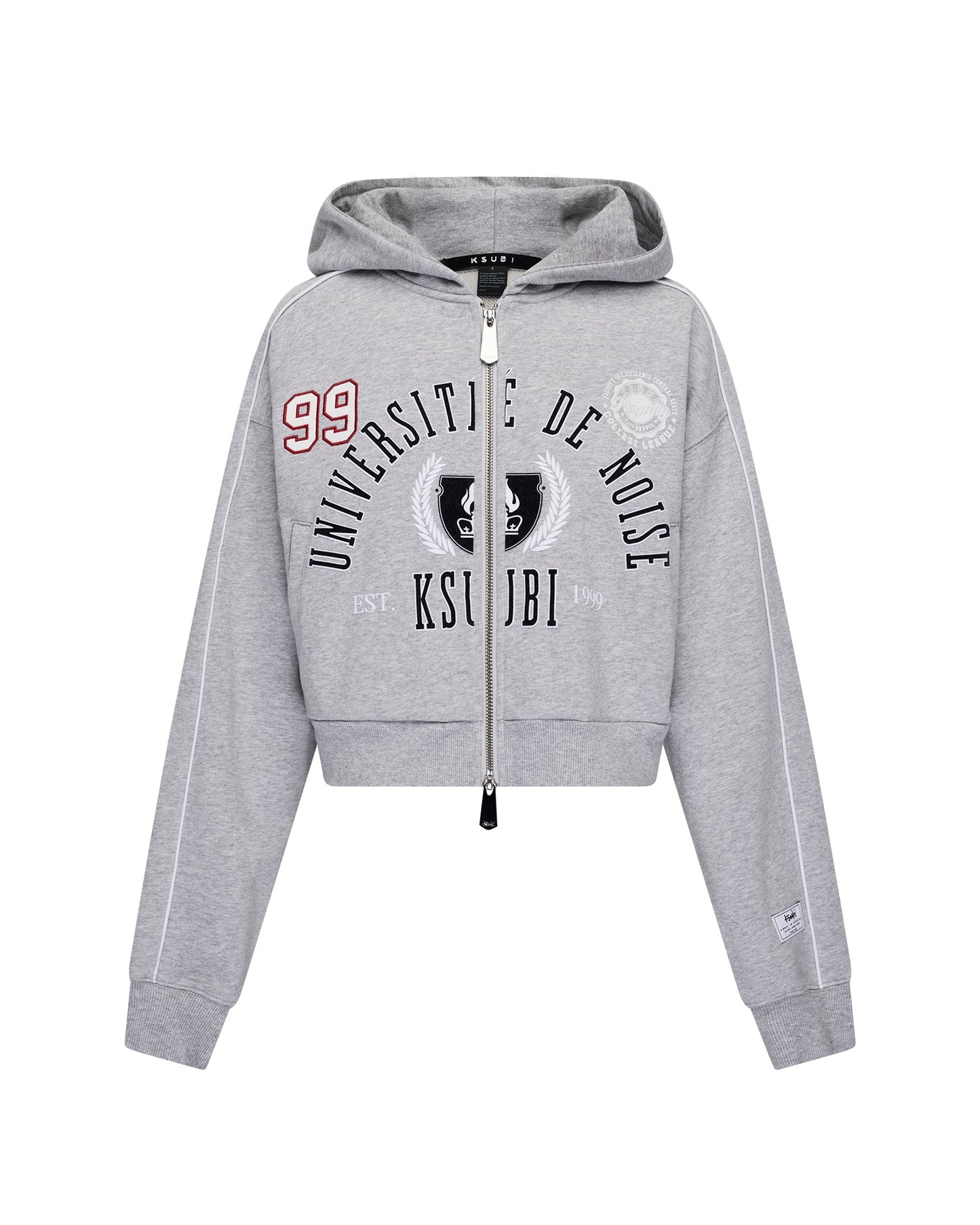COLLEGE ORIGIN ZIP HOODIE GREY MARLE