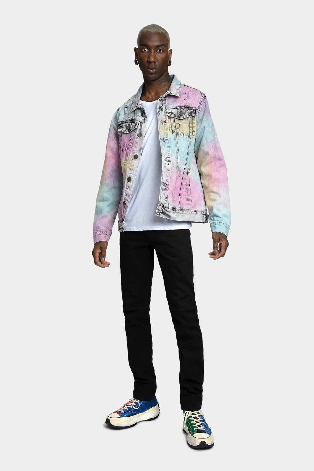 Multi Color Airbrushed Denim Jacket