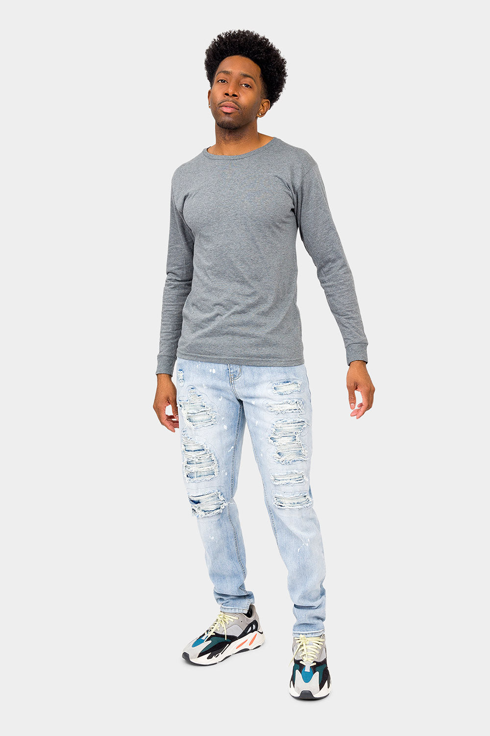 Distressed Paint Splattered Faded Jeans