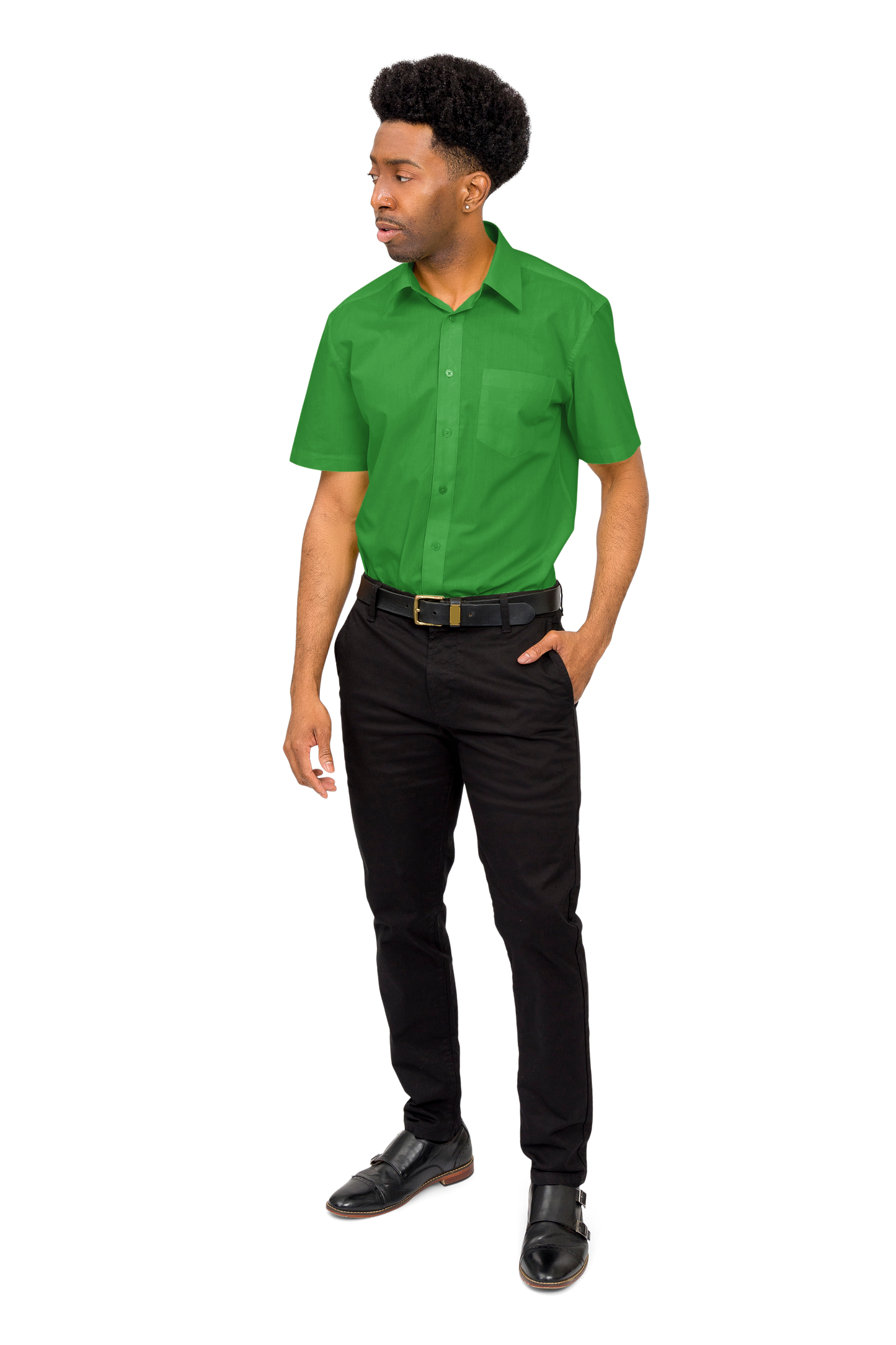 Men's Regular Fit Short Sleeve Solid Color Dress Shirts