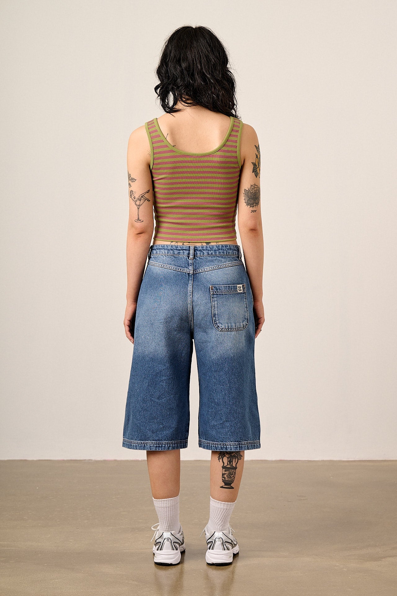 Eden - Cotton Ribbed Vest in Green & Red Stripe
