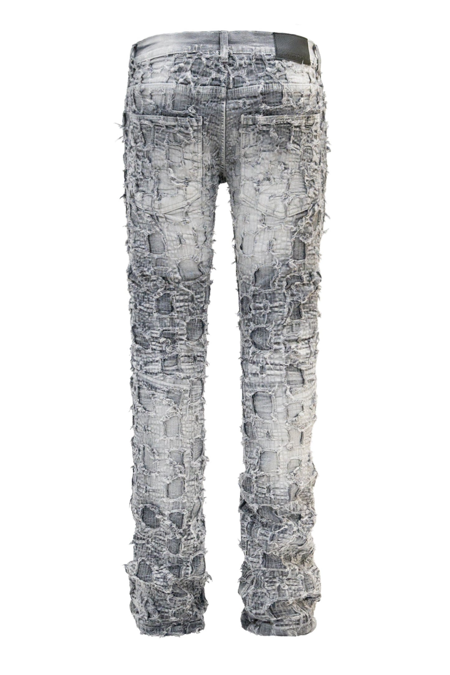 Men's Heavy Distressed Stitched Stacked Layer Denim Jeans