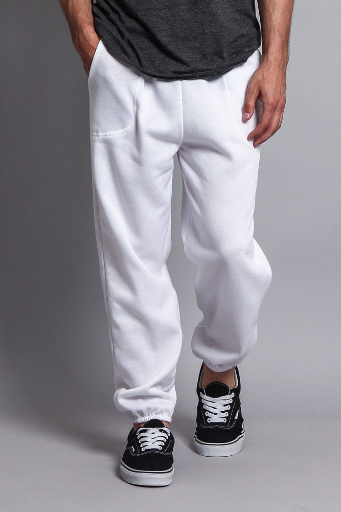 Basic Solid Color Fleece Sweatpants