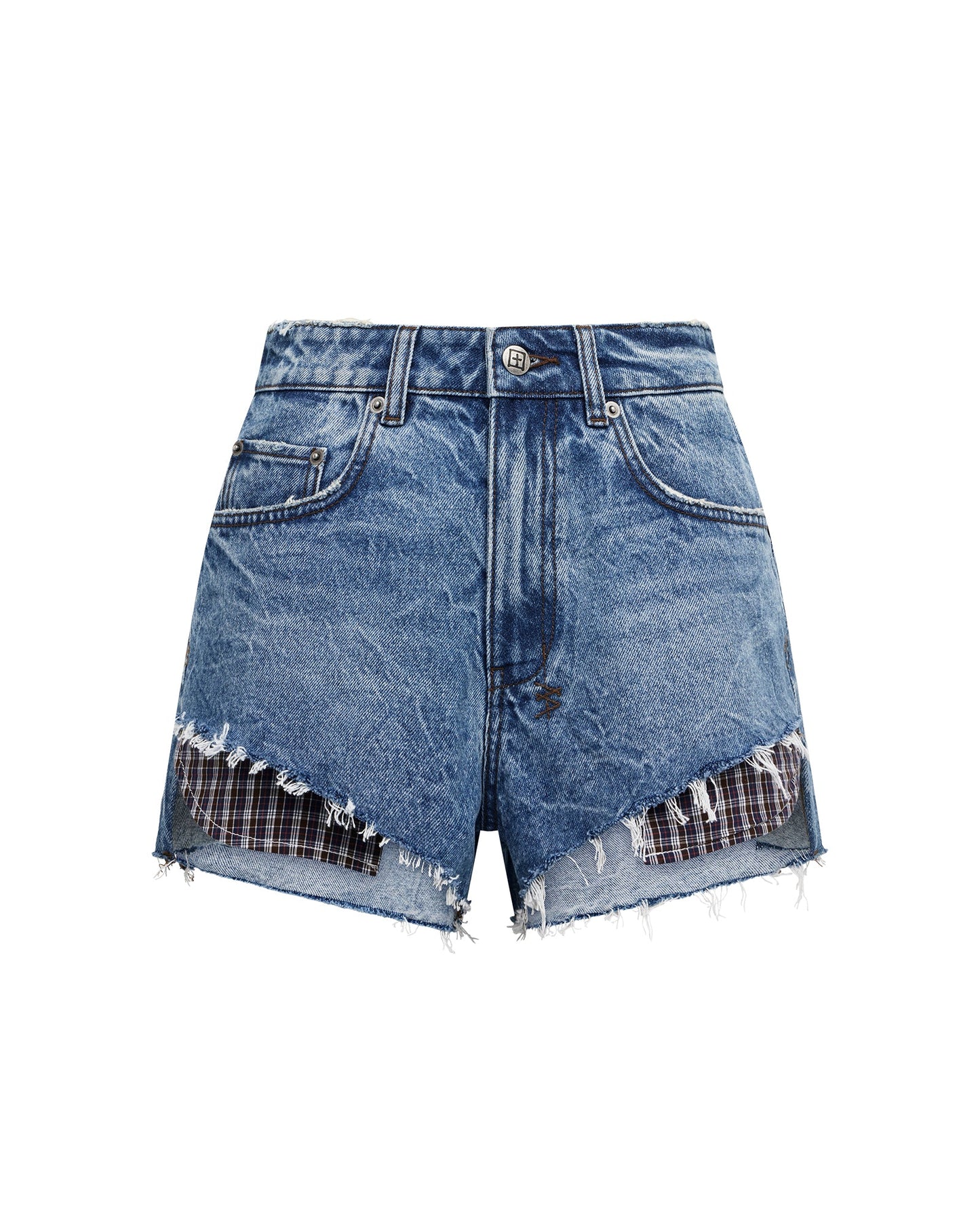 KUT OFF DENIM SHORT LIBERTY BLUE PLAID