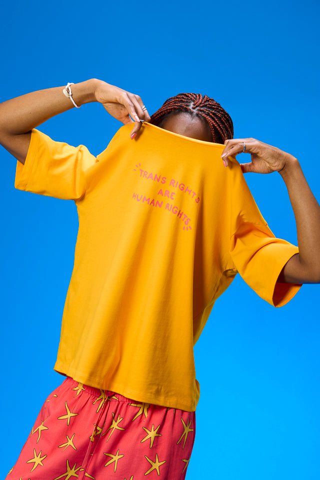 Bee Illustrates Pride 2026 - Benny - Oversized cotton T-Shirt in Orange