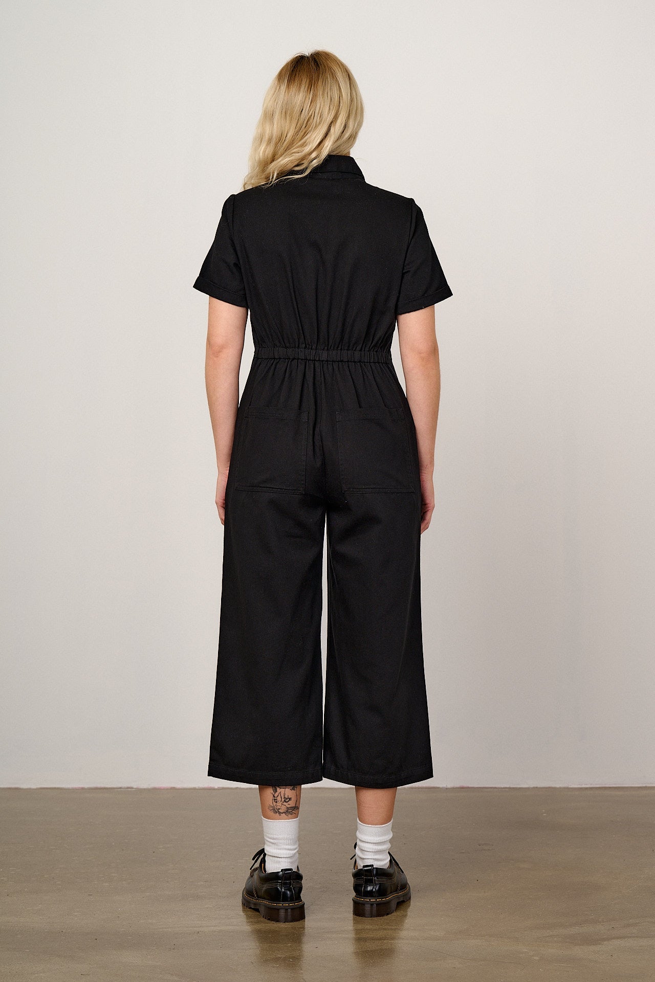 Ragan - Organic Cotton Black Zip Jumpsuit in Black
