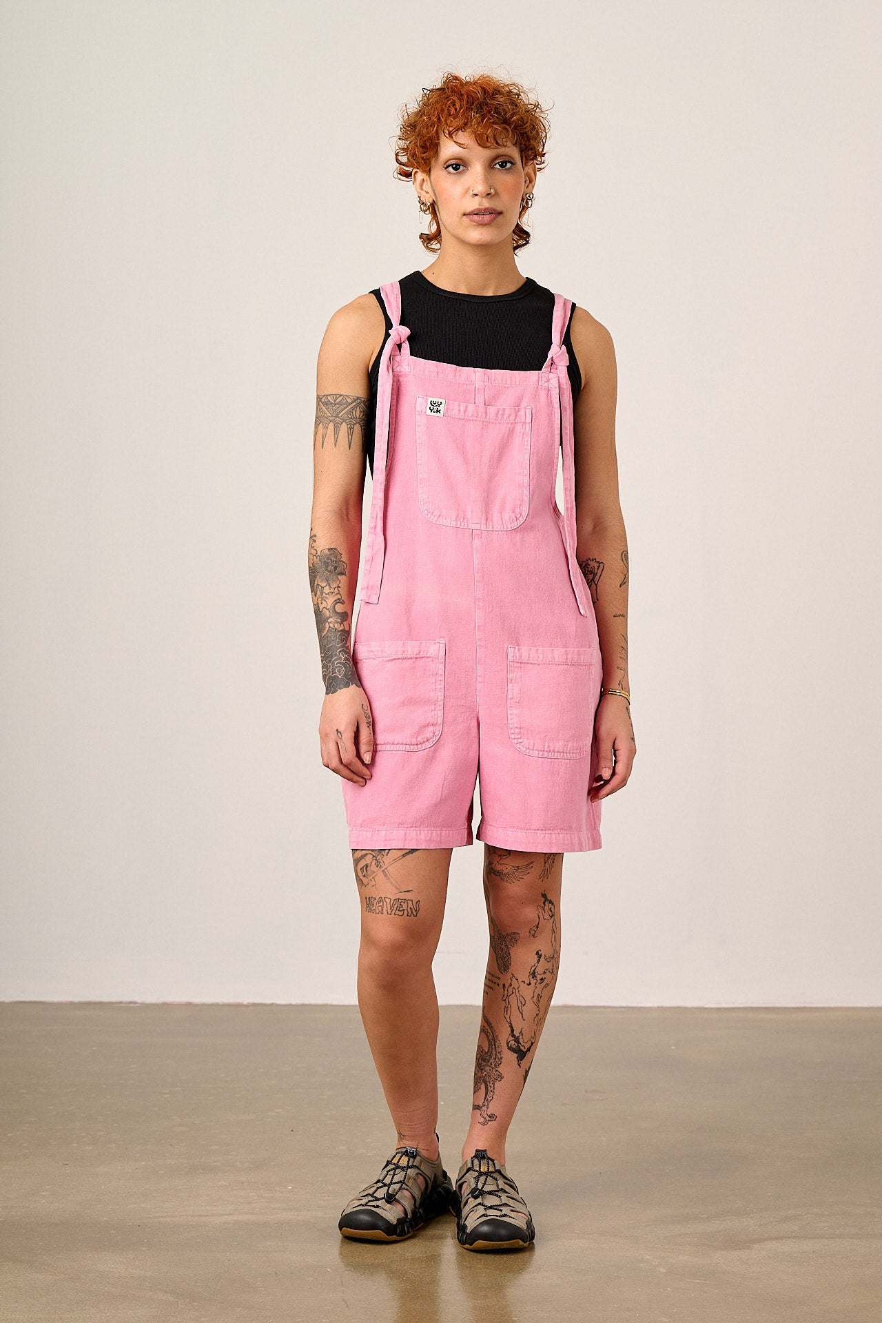 Original Shorts - Cotton Dungaree Shorts in Light Pink