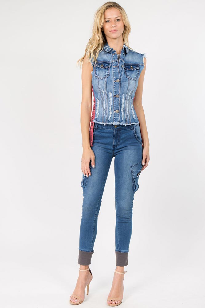 Strapped Jean Vest
