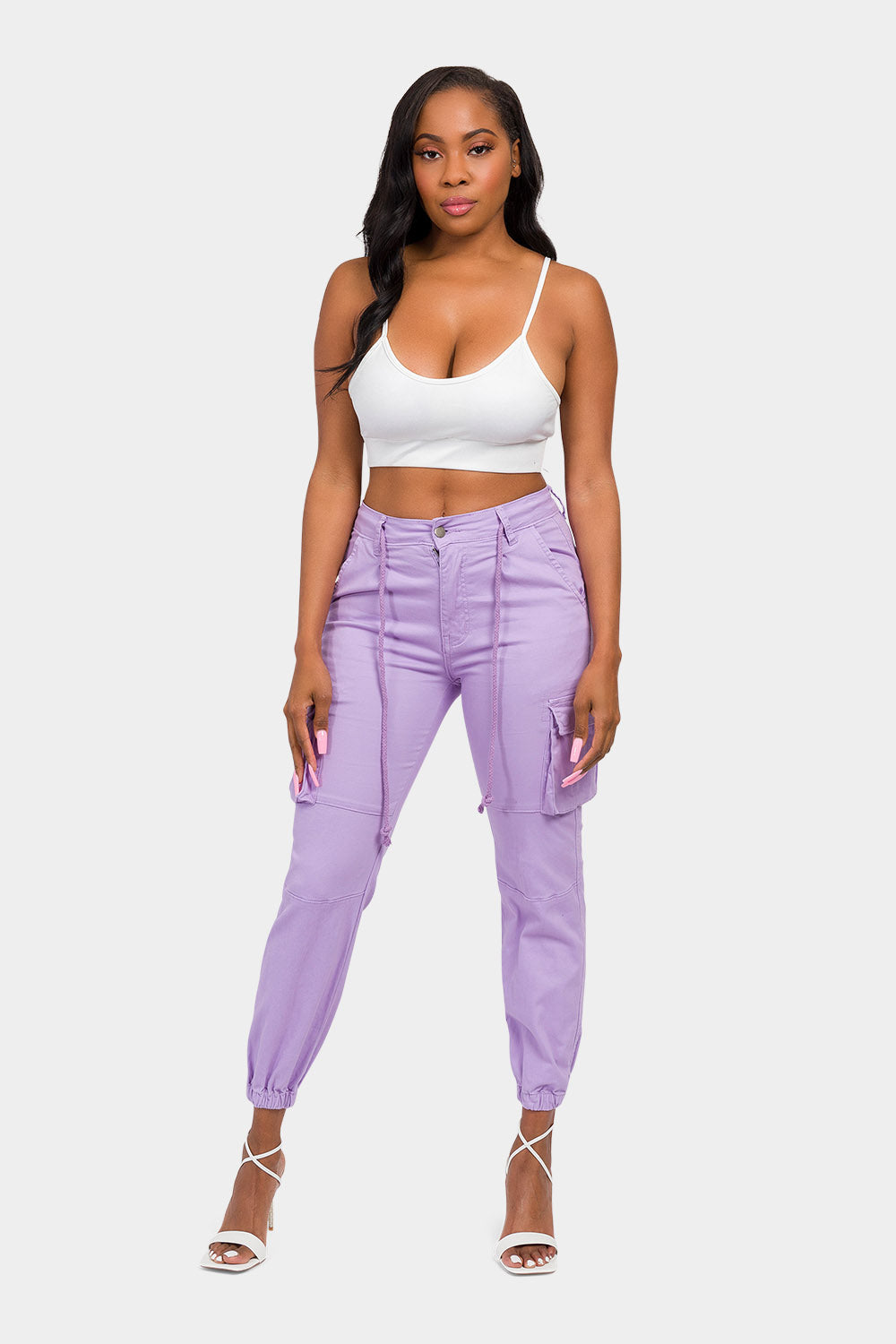 Women's Essential Basic Cropped Colored Cargo Joggers