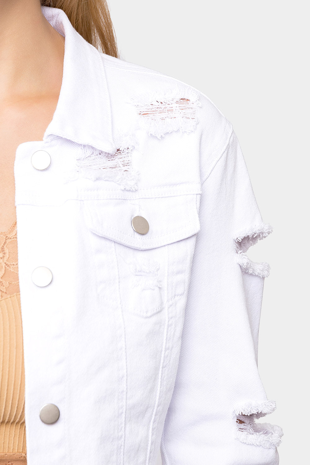 Destroyed Cropped Denim Jacket