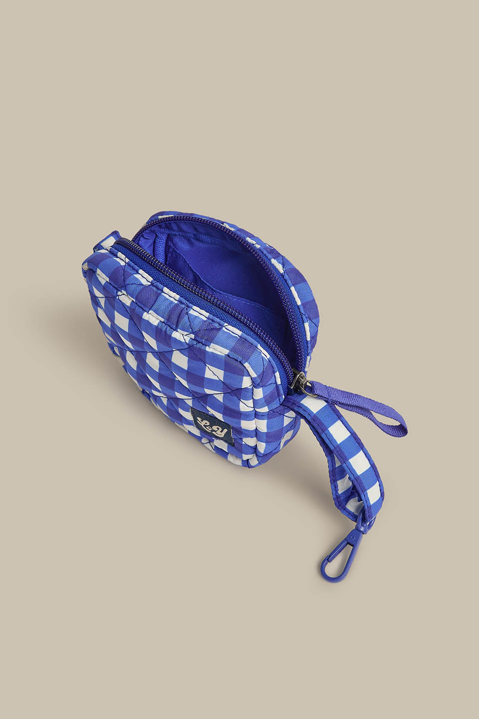 Iya - Recycled Polyester Pouch in Blue Gingham