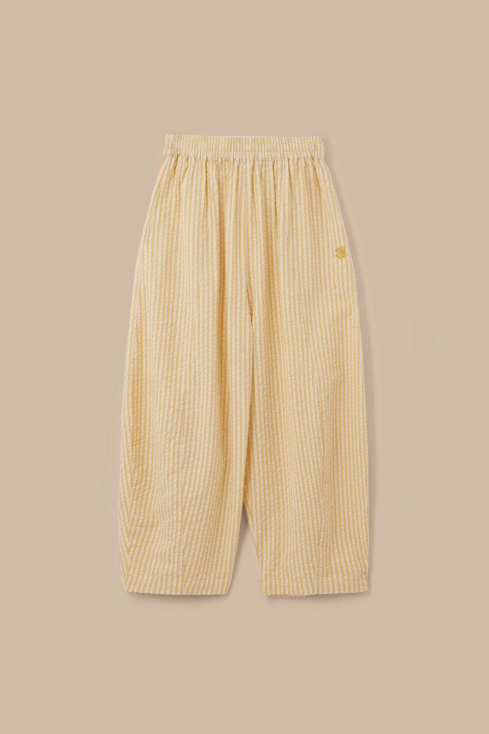 Obregon - Barrel Leg Cotton Trousers in Yellow Stripe