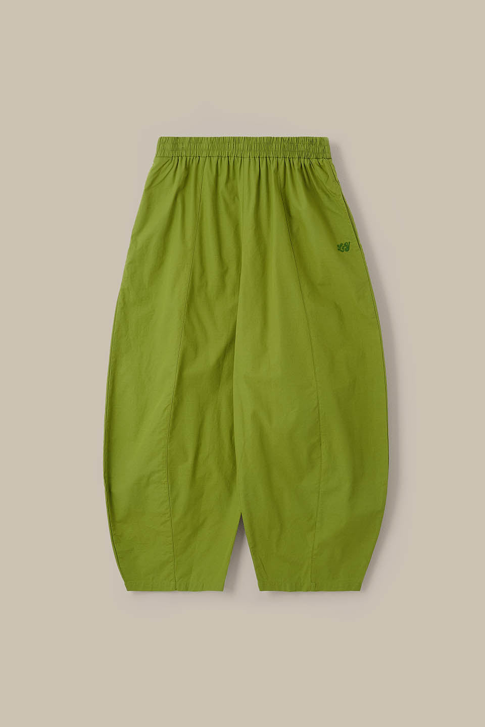 Obregon - Barrel Leg Cotton Trousers in Cypress Green
