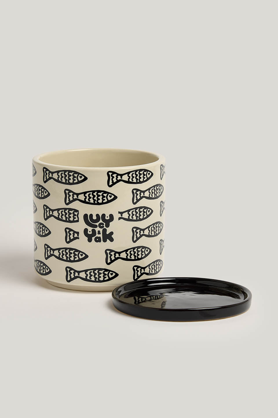 Fern - Ceramic Plant Pot in Black & White Minnow