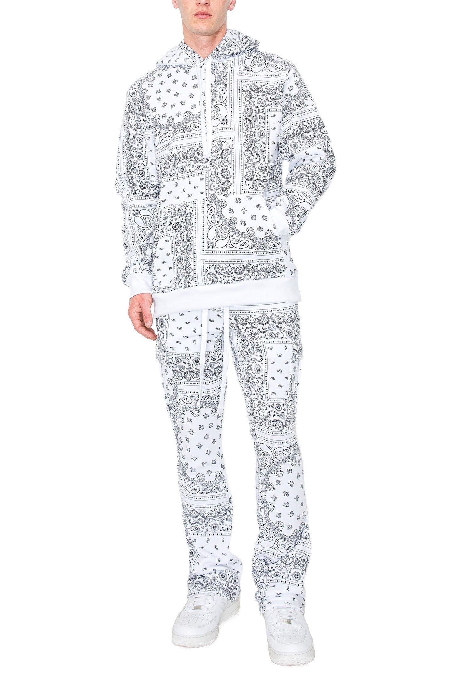 Men's Bandana Pullover Cargo Flared Fleece Set