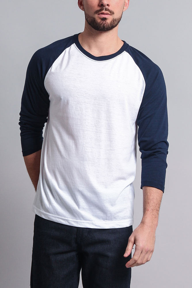 Men's Baseball T-Shirt (White/Navy)