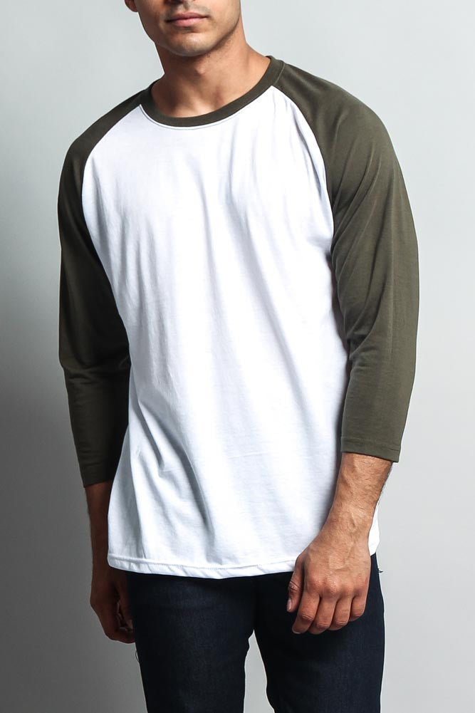 Men's Baseball T-Shirt (White/Olive)