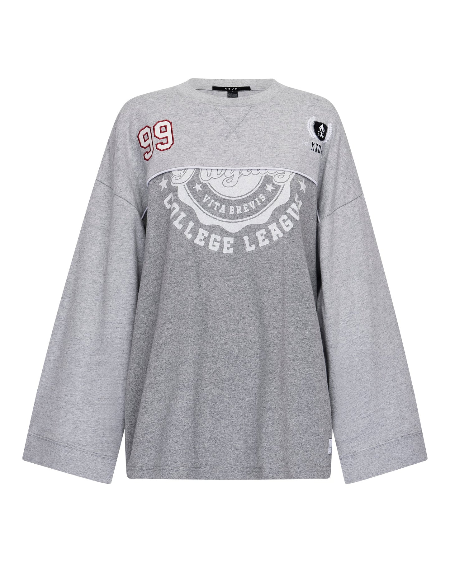 VARSITY BOYFRIEND LS TEE GREY
