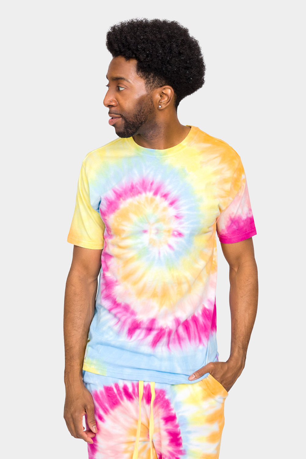 Pastel Contrast Swirl Tie Dye Cotton Shirt