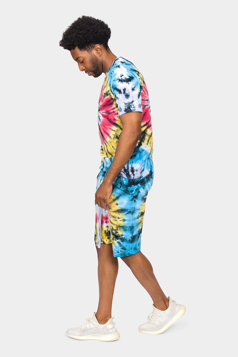 Swirl Tie Dye Cotton Shirt Shorts Set