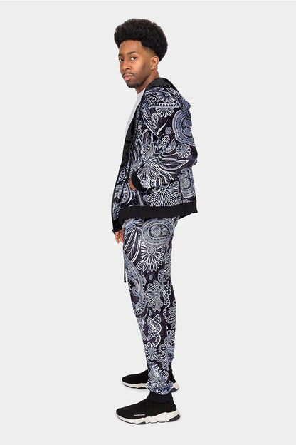 Floral Paisley Velvet Velour Track Suit