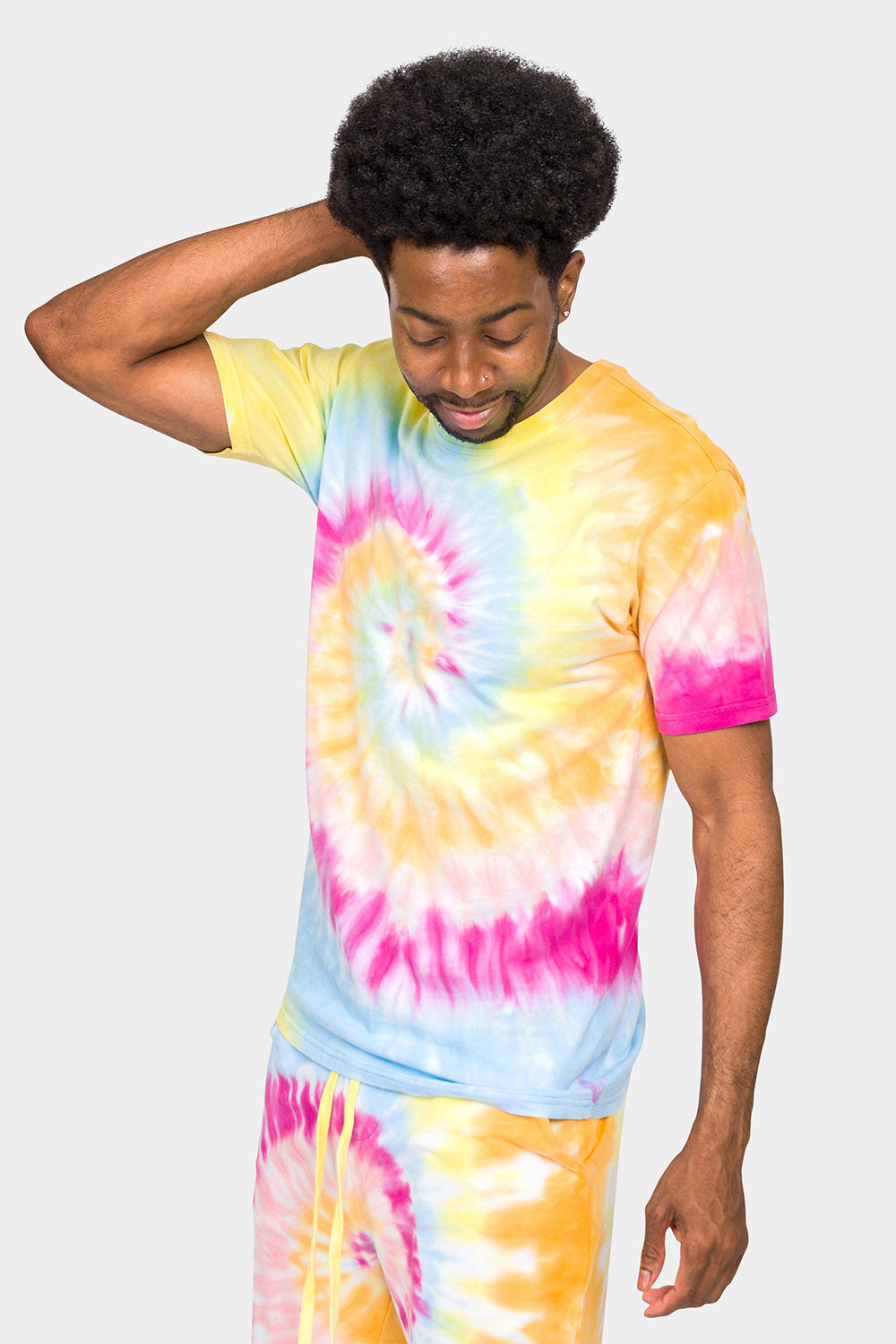 Pastel Contrast Swirl Tie Dye Cotton Shirt