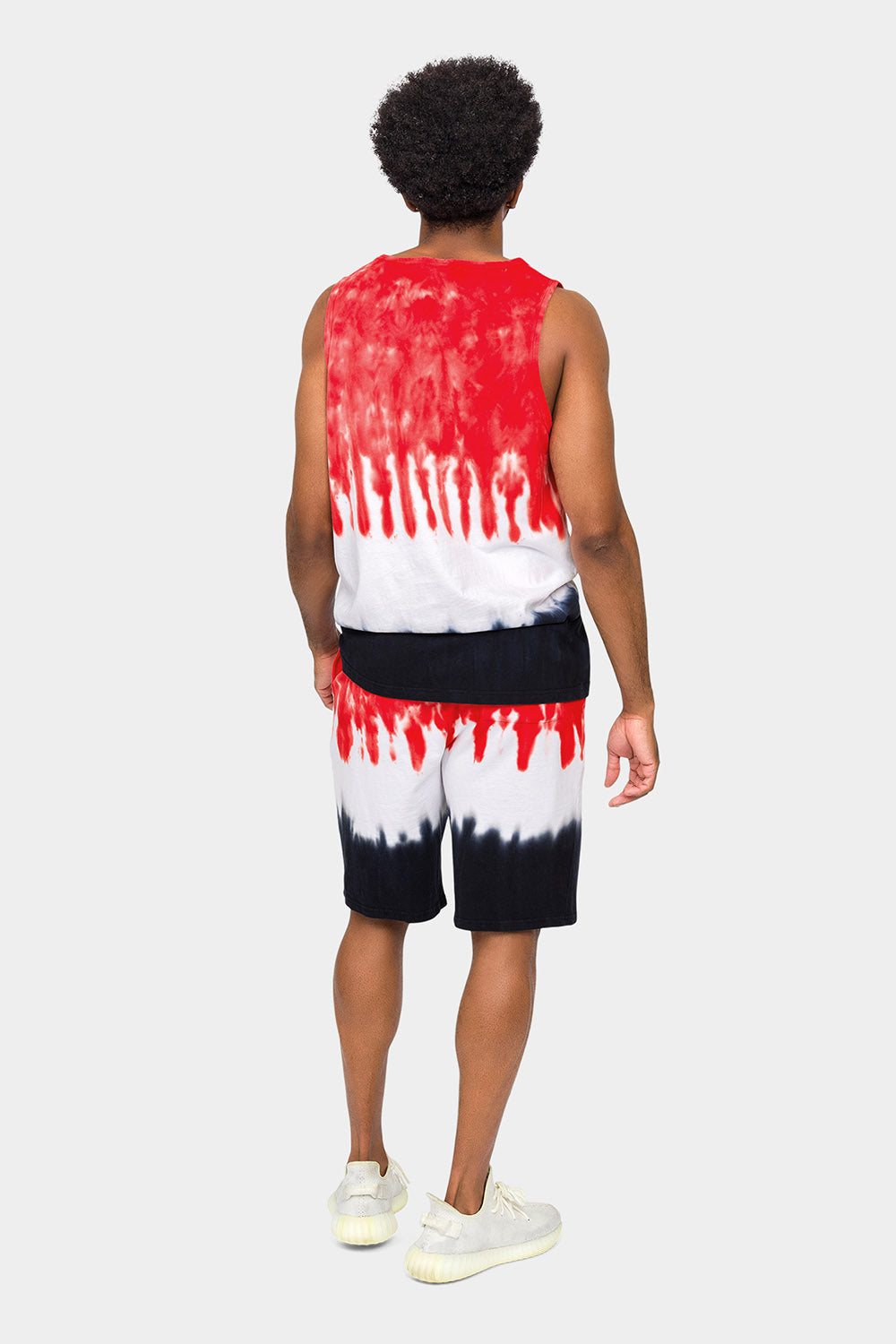 Colorblock Tie Dye Cotton Tank Top Shorts Set