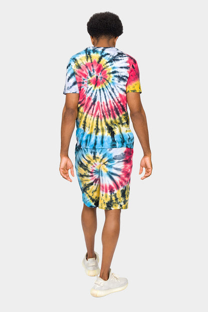 Swirl Tie Dye Cotton Shirt Shorts Set