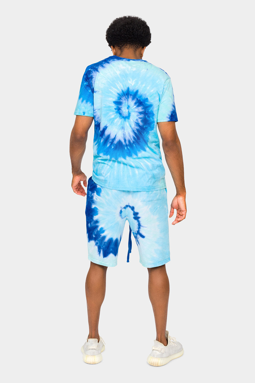 Pastel Contrast Swirl Tie Dye Cotton Shirt Shorts Set