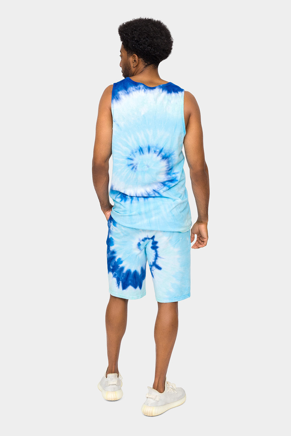 Pastel Contrast Swirl Tie Dye Cotton Tank Top Shorts Set