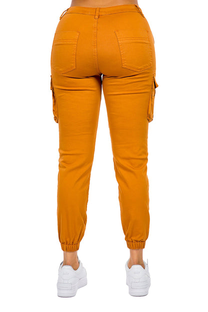 Women's Essential Basic Cropped Colored Cargo Joggers (New Colorways)