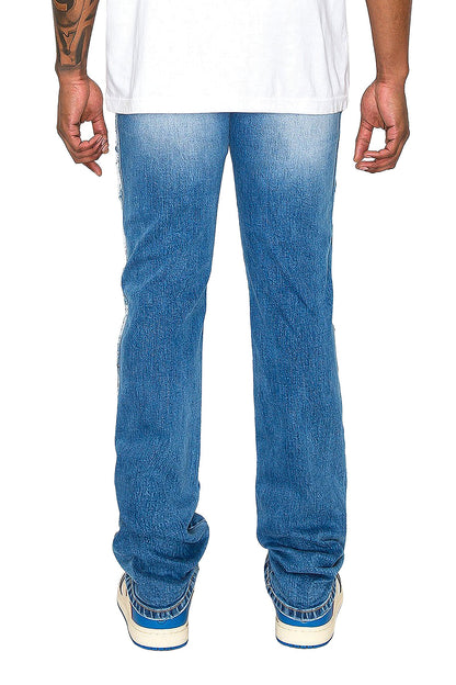 Men's Stacked Fit Repaired Paint Splatter Denim Jeans