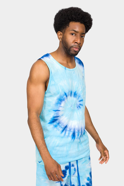 Pastel Contrast Swirl Tie Dye Cotton Tank Top