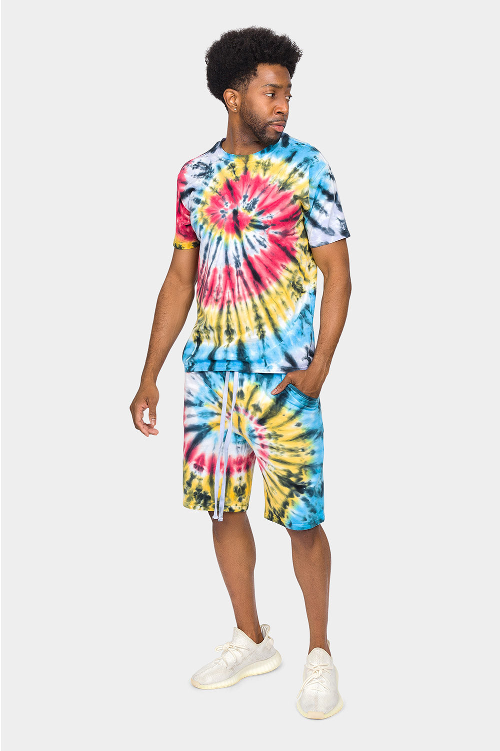 Swirl Tie Dye Cotton Shorts