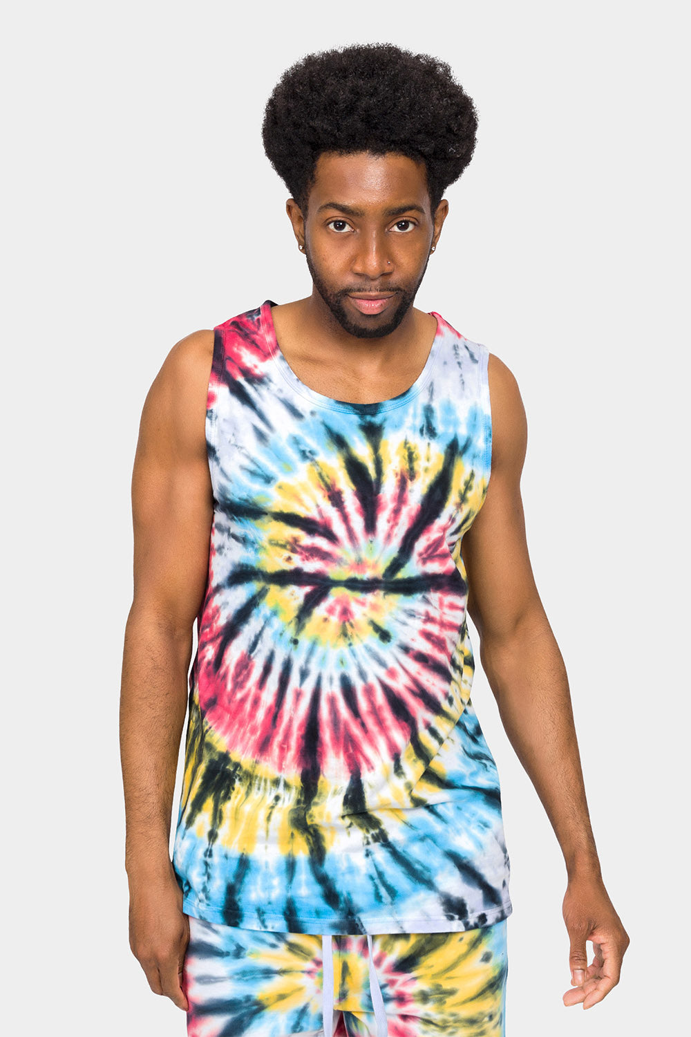 Swirl Tie Dye Cotton Tank Top Shorts Set