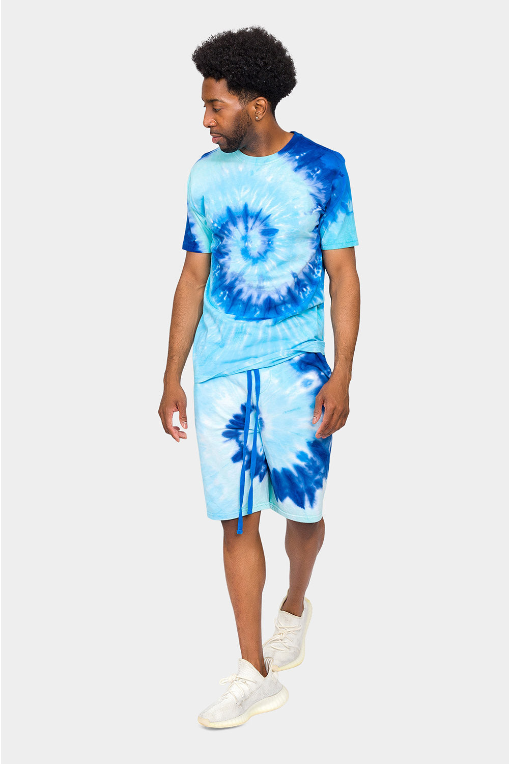 Pastel Contrast Swirl Tie Dye Cotton Shorts