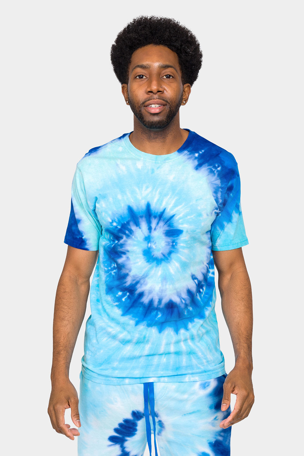 Pastel Contrast Swirl Tie Dye Cotton Shirt Shorts Set