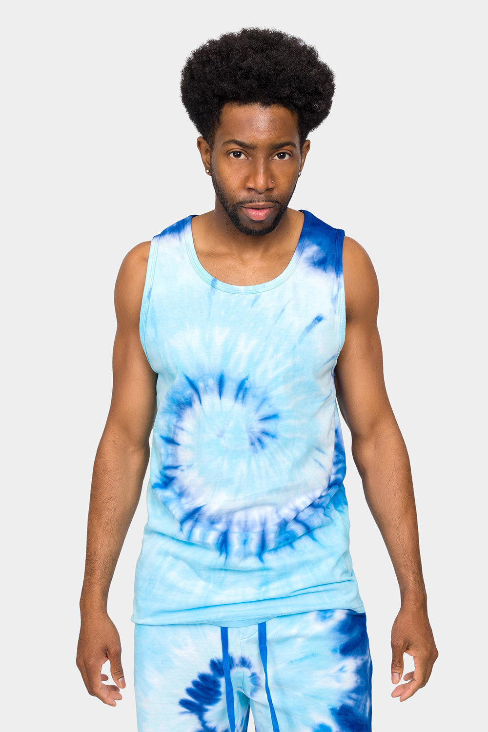 Pastel Contrast Swirl Tie Dye Cotton Tank Top Shorts Set