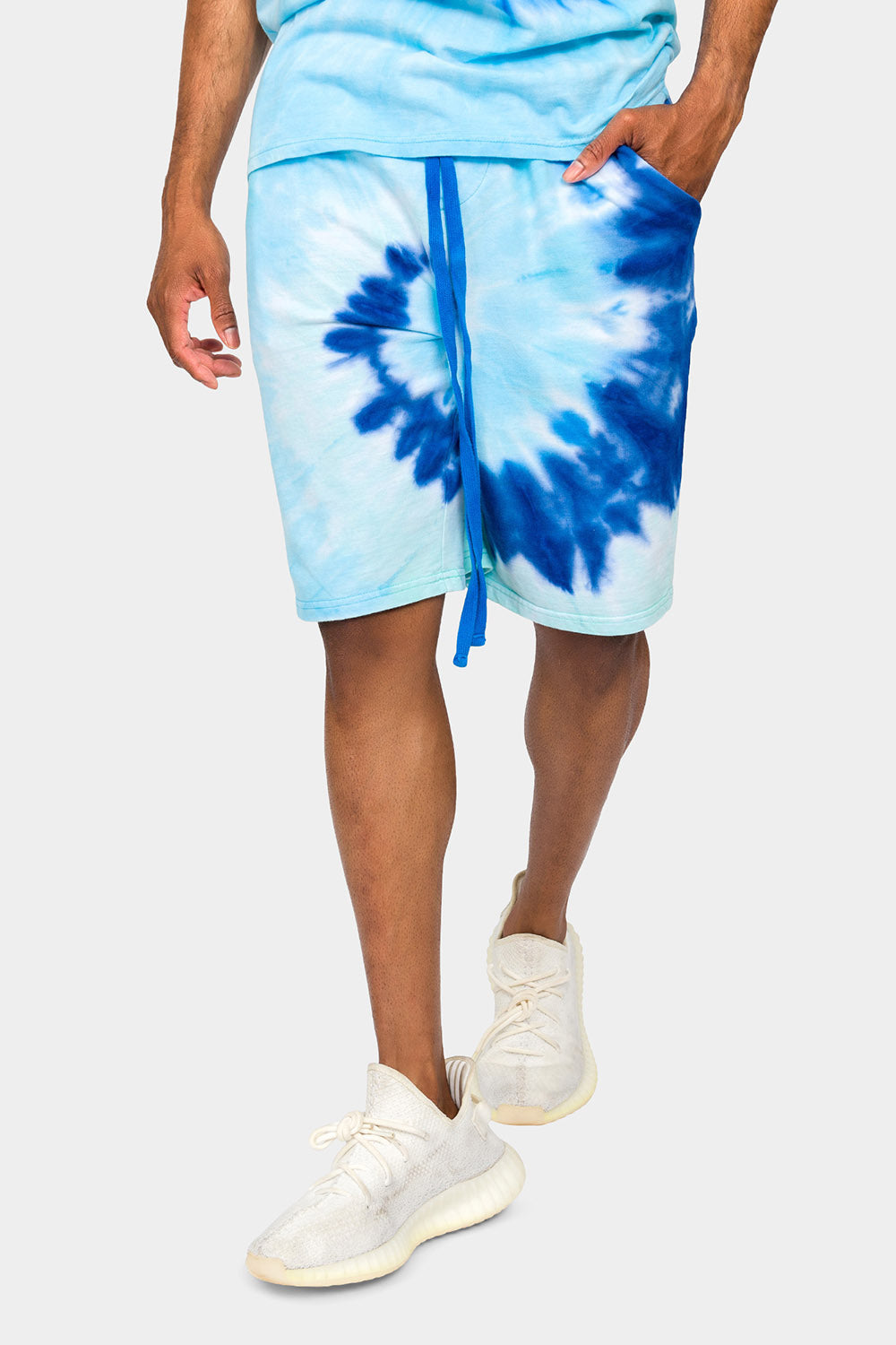Pastel Contrast Swirl Tie Dye Cotton Shirt Shorts Set