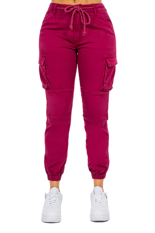 Women's Essential Basic Cropped Colored Cargo Joggers (New Colorways)