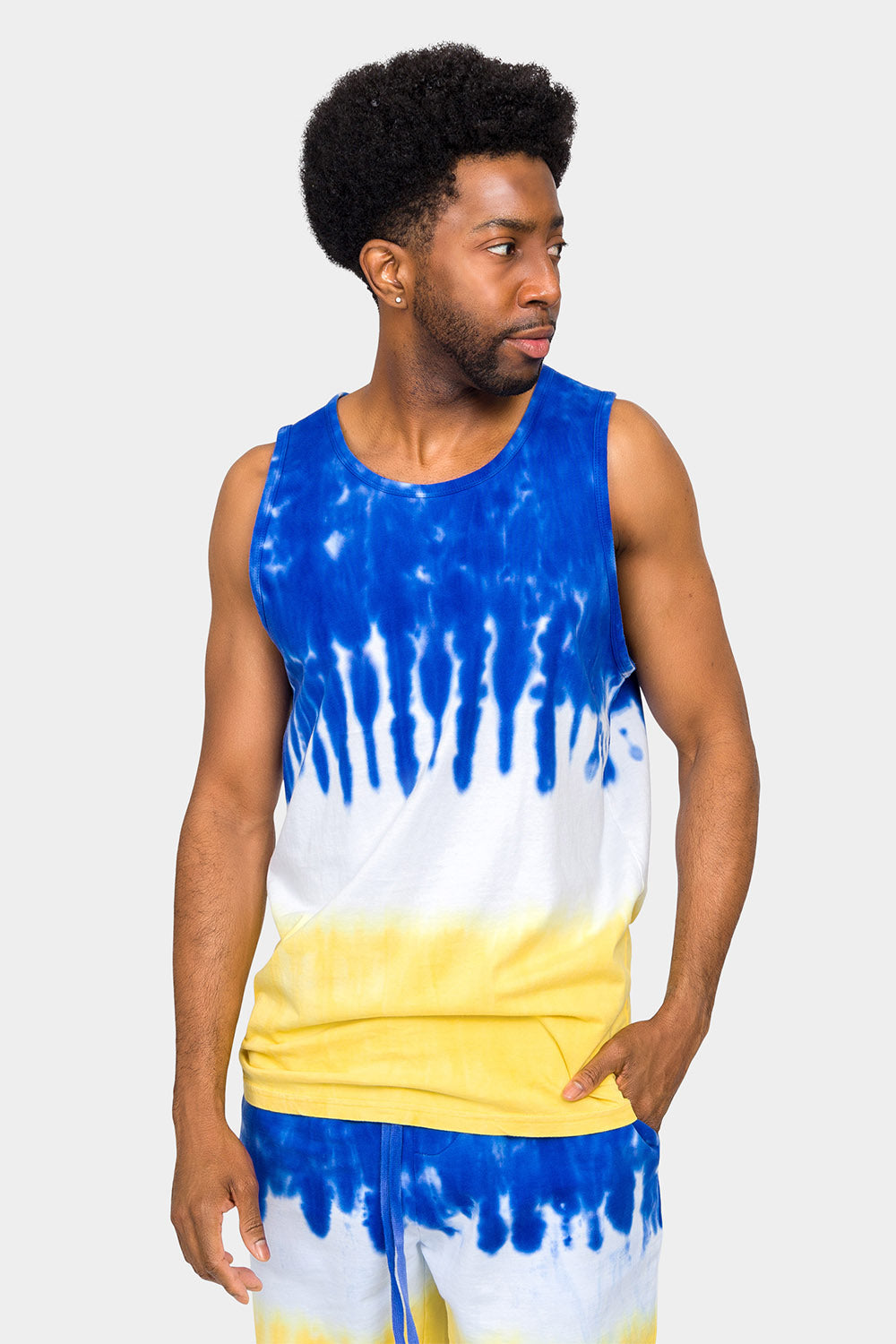 Colorblock Tie Dye Cotton Tank Top