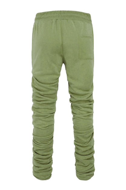 Men's Slim Flare Ruched Fleece Sweat Pants
