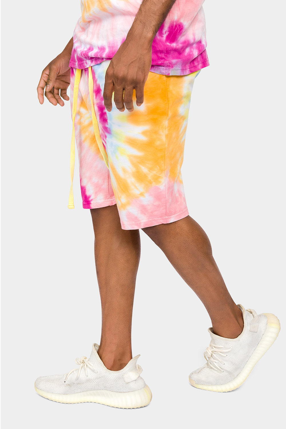 Pastel Contrast Swirl Tie Dye Cotton Shorts