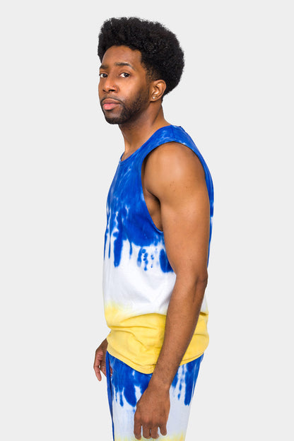 Colorblock Tie Dye Cotton Tank Top
