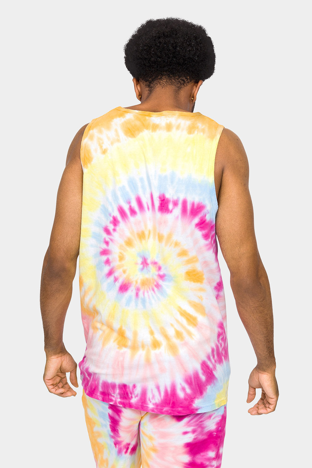 Pastel Contrast Swirl Tie Dye Cotton Tank Top