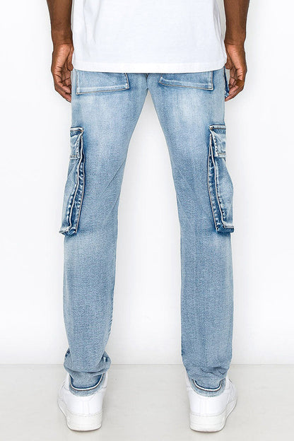 Utility Cargo Multi Pockets Denim Jeans