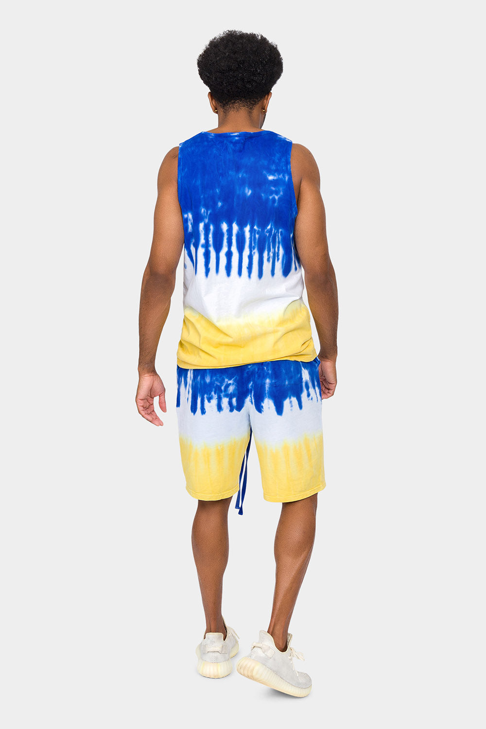 Colorblock Tie Dye Cotton Tank Top Shorts Set