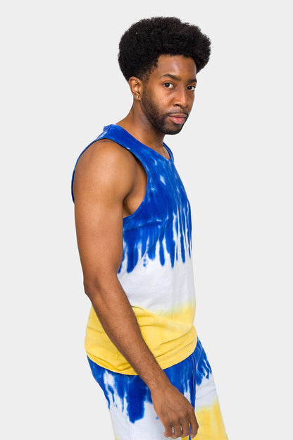 Colorblock Tie Dye Cotton Tank Top